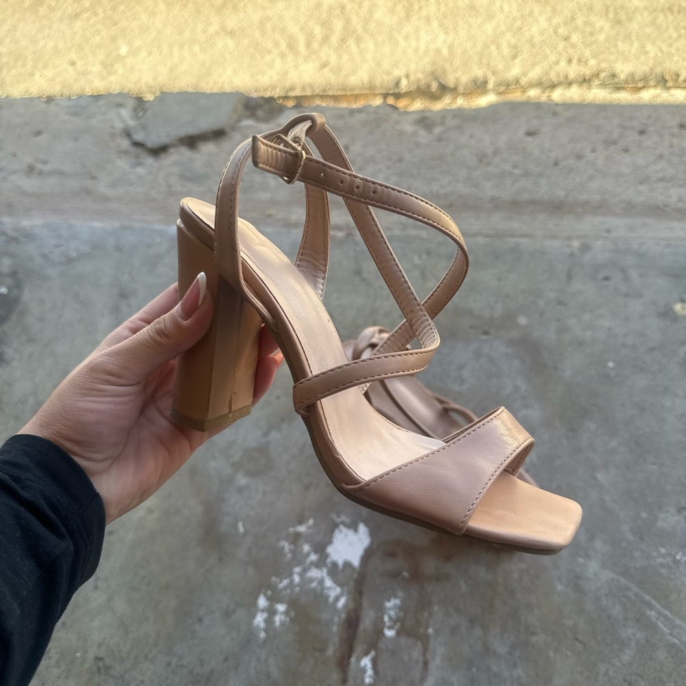 Elegant Tan Strappy Heels